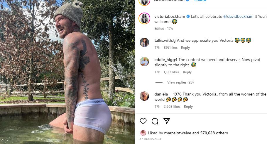Victoria Beckham Shares David Beckham in His Underwear for His Birthday